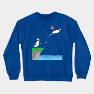 Cute Atlantic puffin on sea cliff puffin lover flying puffin Crewneck Sweatshirt